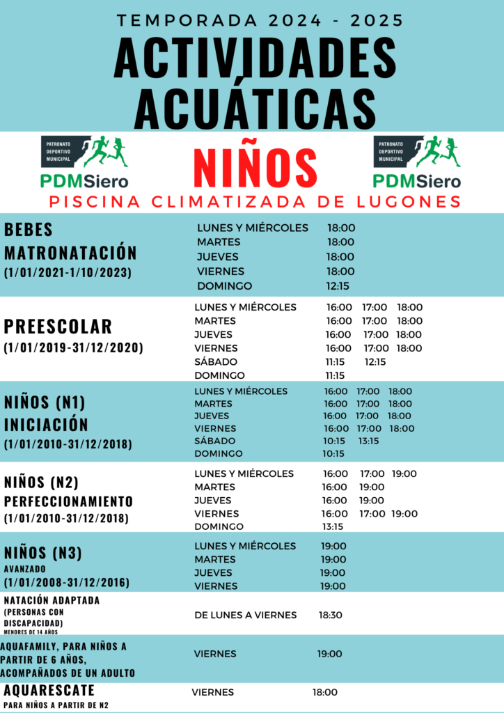 Actividades acuáticas Lugones niños 24/25