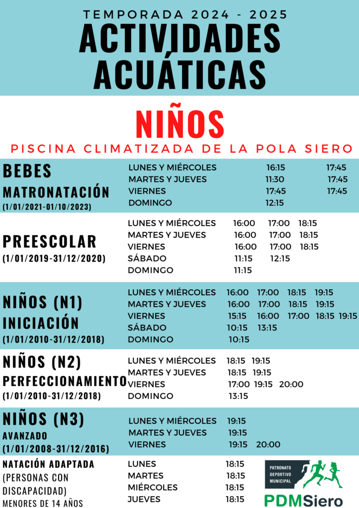 Actividades acuáticas Pola niños 24/25