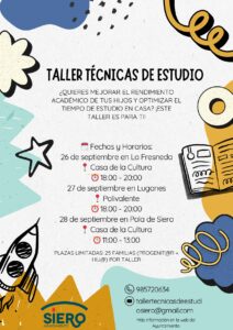 TALLER DE TÉCNICAS DE ESTUDIO para estudiantes y familias de Primaria